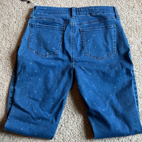 NYDJ Amy Ankle Skinny jeans with welt pockets blue polka dot size 6 denim - Picture 8 of 8